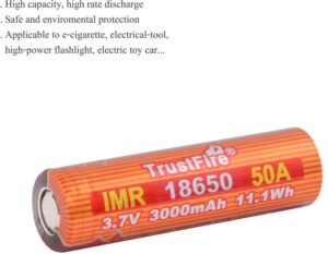 TrustFire 18650 3000mAh
50A Unprotected
Flat Top