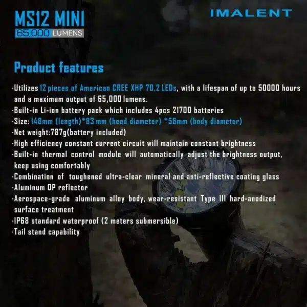 Imalent MS12 Mini, 65000lm, 1036m Throw