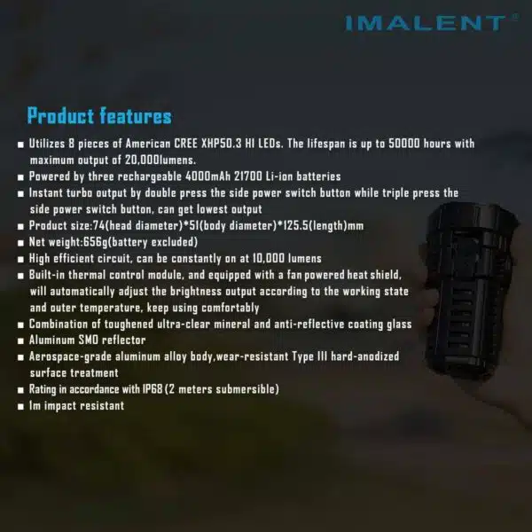 Imalent RS50, 20000lm, 1160m Throw