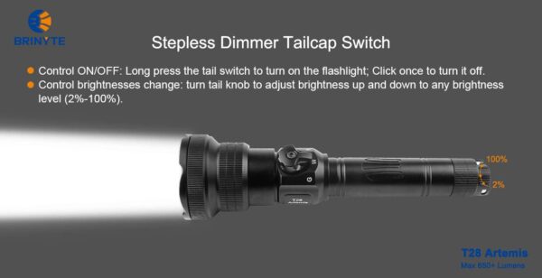 Brinyte T28 Artemis, 650lumen, 525m Throw