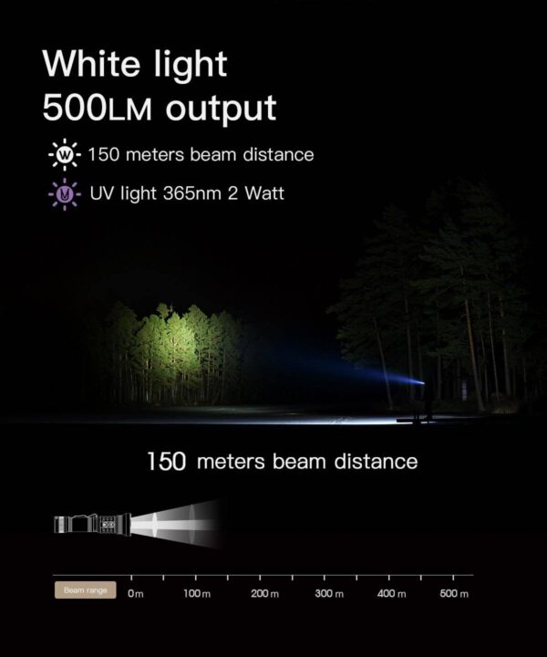 WUBEN P26 2 in 1 UV and White Flashlight 500lumen