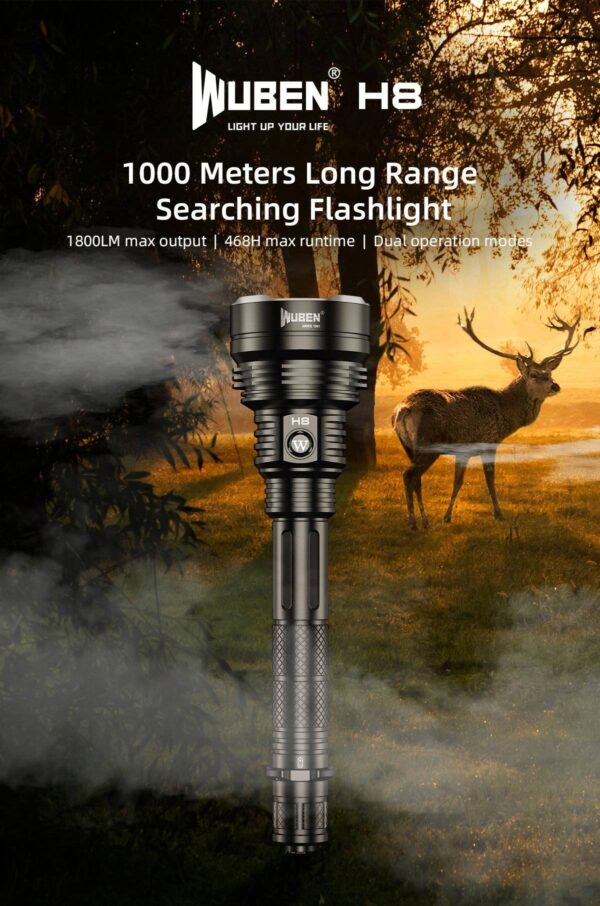 WUBEN H8 1800lm / 1000m Long Beam Distance LED Flashlight Rechargeable