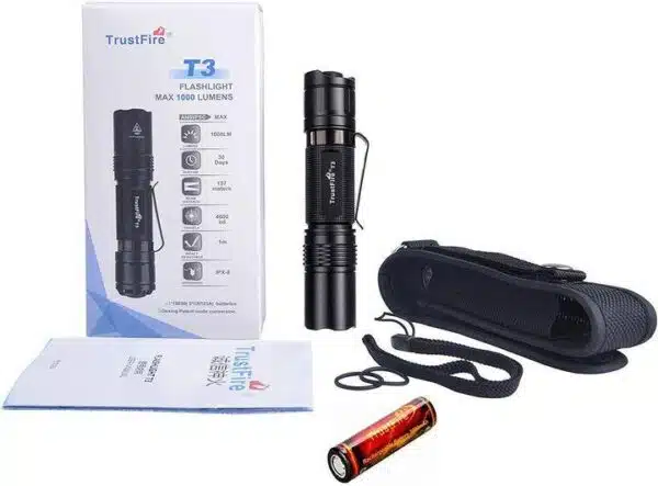 TrustFire T3 1000lm, 137m throw, EDC rechargeable 18650