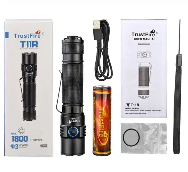 TrustFire T11R 1800 Lumen, 276m Throw - Rechargeable