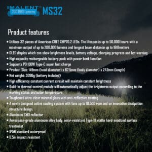 Imalent MS32, 200 000lm, 1618m Throw, Brightest Flashlight