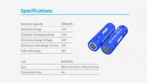 XTAR INR 18650H 2600mAh 20A/30A Battery