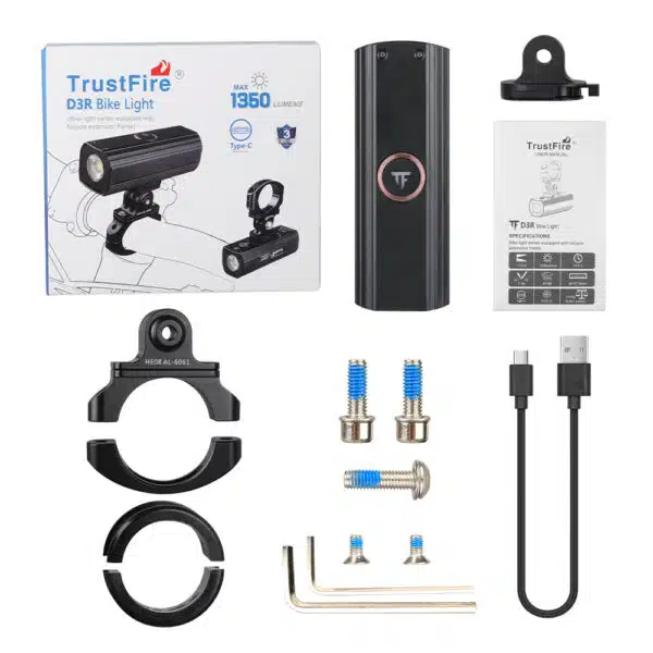 TrustFire D3R Cycling Light - 1350 Lumens, 110m Throw, Rechargeable Bike Headlight - Image 7