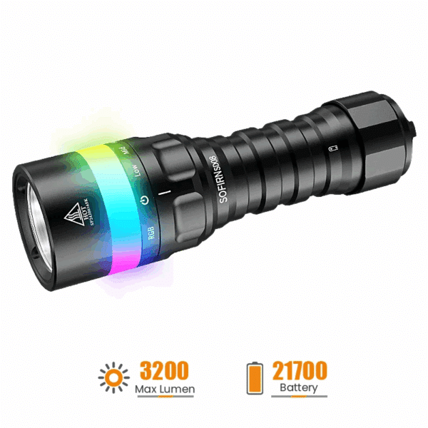 Sofirn SD08 3200 Lumen 385m Throw Rechargeable Diving Flashlight with 21700 Battery - Image 3