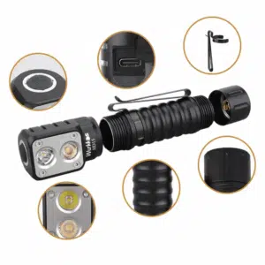 OPEN BOX Wurkkos HD15 2000 Lumen 151m Throw Rechargeable Headlamp with 18650 Battery