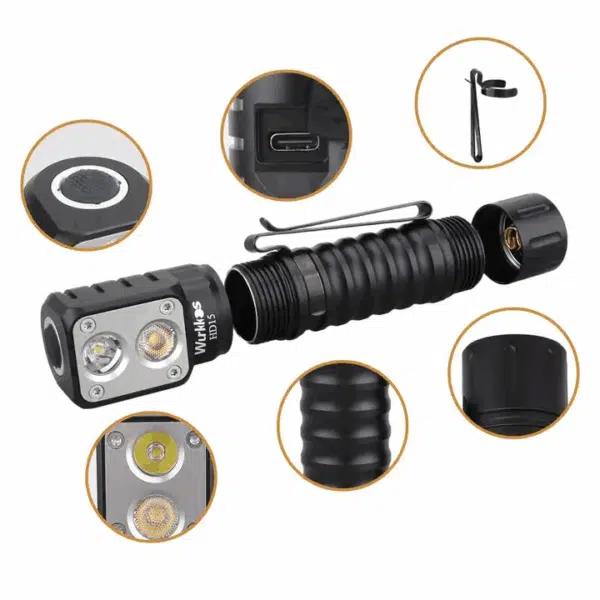 OPEN BOX Wurkkos HD15 2000 Lumen 151m Throw Rechargeable Headlamp with 18650 Battery - Image 11