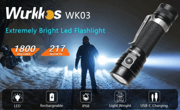 Wurkkos WK03 1800 Lumen 217m Throw Rechargeable EDC Flashlight - Image 11