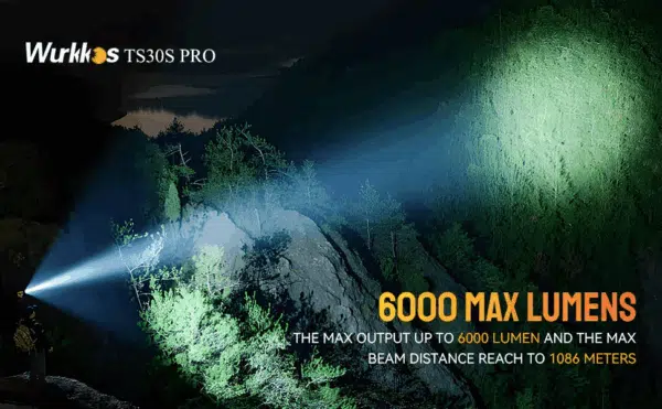 OPEN BOX -Wurkkos TS30S Pro 6000 Lumen 1065m Throw Rechargeable Flashlight with 21700 Battery - Image 12