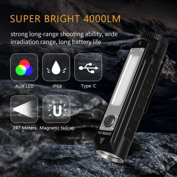 Sofirn IF23 4000 Lumen 247m Throw Rechargeable Flashlight with 21700 Battery - Image 13