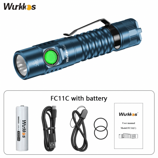 Wurkkos FC11C 1200 Lumen 155m Throw Rechargeable Flashlight with 18650 Battery - Image 14