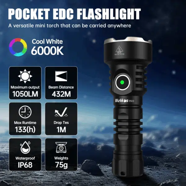 Wurkkos TS12 1350 Lumen 473m Throw Rechargeable Flashlight with 14500 Battery - Image 25