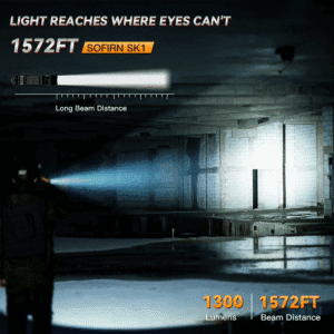 OPEN BOX Sofirn SK1 1300 Lumen 479m Throw Rechargeable Tactical Flashlight with 18650 Battery