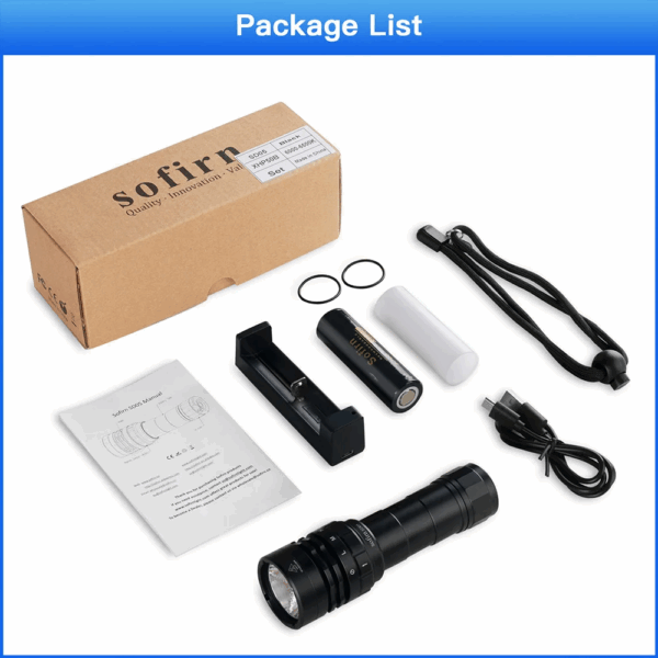 Sofirn SD05 3000 Lumen 270m Throw Rechargeable Diving Flashlight with 21700 Battery - Image 17