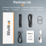 Wurkkos FC11C 1200 Lumen 155m Throw Rechargeable Flashlight with 18650 Battery