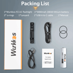 Wurkkos FC11C 1200 Lumen 155m Throw Rechargeable Flashlight with 18650 Battery