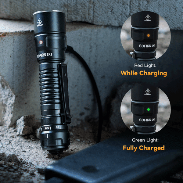 OPEN BOX Sofirn SK1 1300 Lumen 479m Throw Rechargeable Tactical Flashlight with 18650 Battery - Image 21
