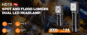 OPEN BOX Wurkkos HD15 2000 Lumen 151m Throw Rechargeable Headlamp with 18650 Battery