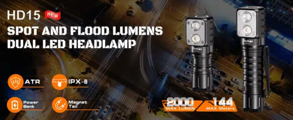 OPEN BOX Wurkkos HD15 2000 Lumen 151m Throw Rechargeable Headlamp with 18650 Battery - Image 19