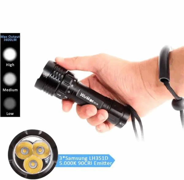 Wurkkos DL30 3600 Lumen 219m Throw Rechargeable Diving Flashlight with 21700 Battery - Image 18