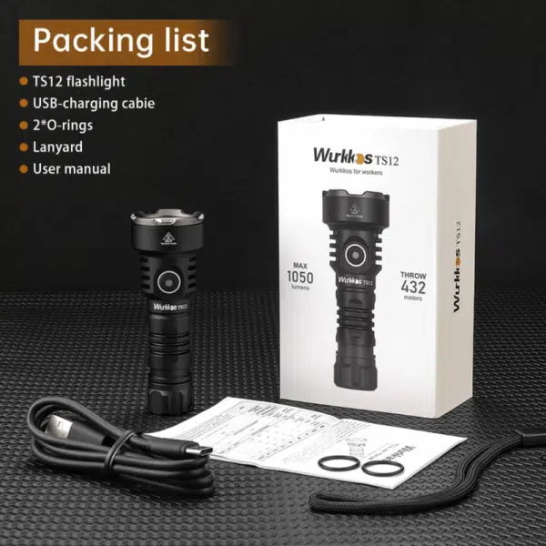 Wurkkos TS12 1350 Lumen 473m Throw Rechargeable Flashlight with 14500 Battery - Image 31