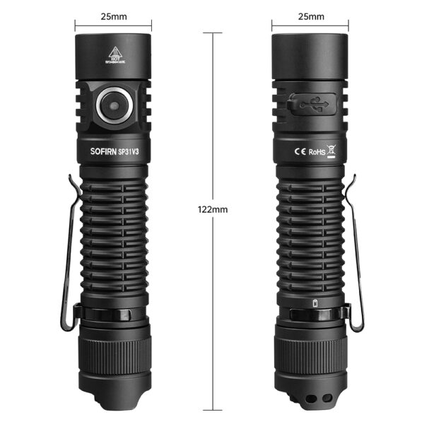 Sofirn SP31V3 2000 Lumen 269m Throw Rechargeable Flashlight with 18650 Battery - Image 3