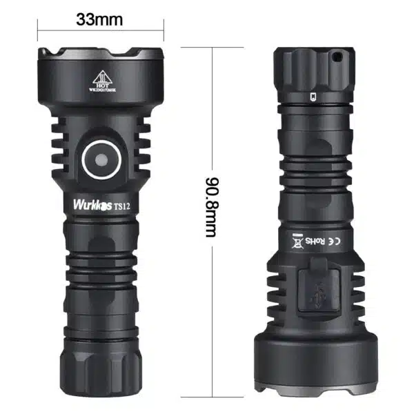 Wurkkos TS12 1350 Lumen 473m Throw Rechargeable Flashlight with 14500 Battery - Image 4
