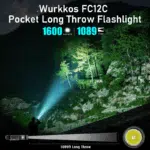 Wurkkos FC12C 1600 Lumen 332m Throw Rechargeable Flashlight with 18650 Battery