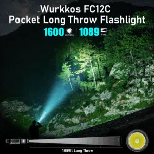 Wurkkos FC12C 1600 Lumen 332m Throw Rechargeable Flashlight with 18650 Battery