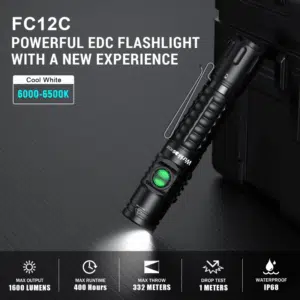 Wurkkos FC12C 1600 Lumen 332m Throw Rechargeable Flashlight with 18650 Battery