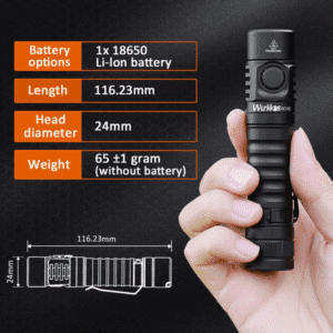 Wurkkos FC11C 1200 Lumen 155m Throw Rechargeable Flashlight with 18650 Battery
