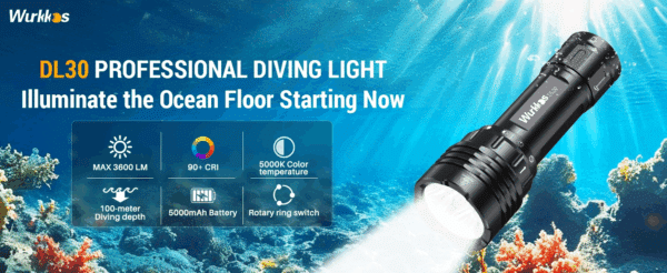 Wurkkos DL30 3600 Lumen 219m Throw Rechargeable Diving Flashlight with 21700 Battery - Image 24