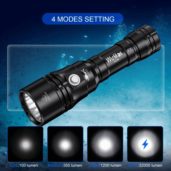 Wurkkos DL20R 3200 Lumen 249m Throw Rechargeable Diving Flashlight with 18650 Battery - Image 4