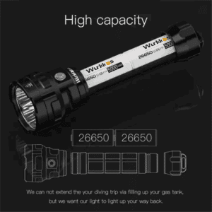Wurkkos DL70 13000 Lumen 505m Throw Rechargeable Diving Flashlight with 2x 26650