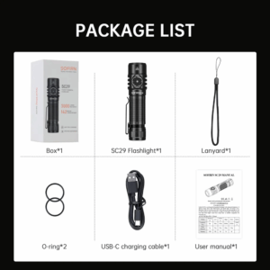 Sofirn SC29 3000 Lumen 142m Throw Rechargeable Flashlight with 21700 Battery