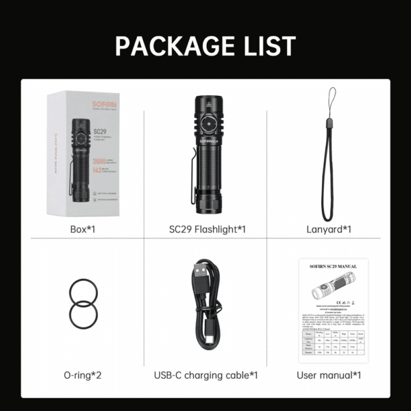 Sofirn SC29 3000 Lumen 142m Throw Rechargeable Flashlight with 21700 Battery - Image 24