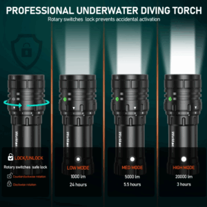 Wurkkos DL46 20000 Lumen 608m Throw Rechargeable Diving Flashlight with 1x 46950 Battery