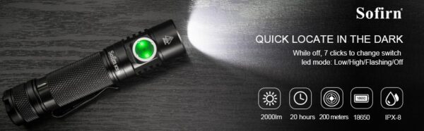 Sofirn SC31 Pro 2000 Lumen 255m Throw Rechargeable Flashlight with 18650 Battery - Image 9
