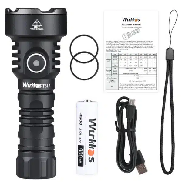 Wurkkos TS12 1350 Lumen 473m Throw Rechargeable Flashlight with 14500 Battery - Image 19