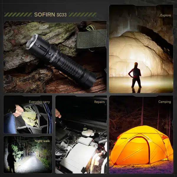 Sofirn SC33 5200 Lumen 327m Throw Rechargeable Flashlight with 21700 Battery - Image 10