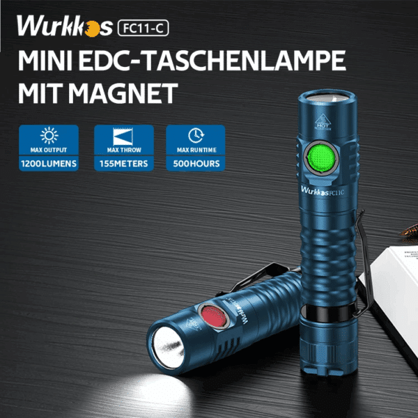 Wurkkos FC11C 1200 Lumen 155m Throw Rechargeable Flashlight with 18650 Battery - Image 9