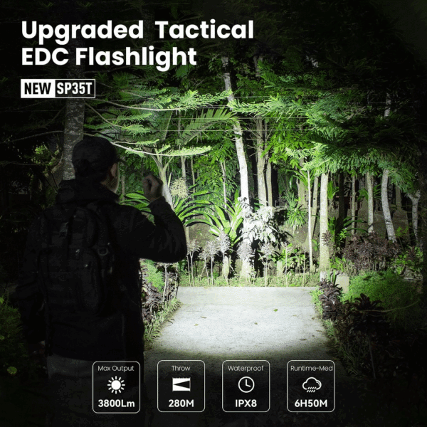 Sofirn SP35T 3800 Lumen 280m Throw Rechargeable Tactical Flashlight with 21700 Battery - Image 7