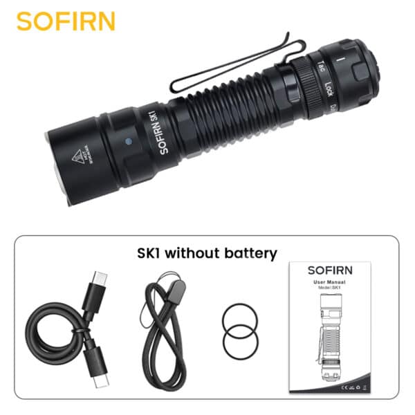 OPEN BOX Sofirn SK1 1300 Lumen 479m Throw Rechargeable Tactical Flashlight with 18650 Battery - Image 30