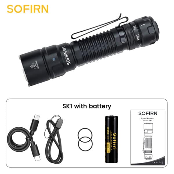 OPEN BOX Sofirn SK1 1300 Lumen 479m Throw Rechargeable Tactical Flashlight with 18650 Battery - Image 34