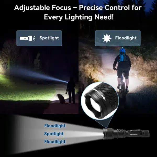 Powertac FlexBeam 1200 Lumen 700m Throw Adjustable Beam Rechargeable Flashlight - Image 20
