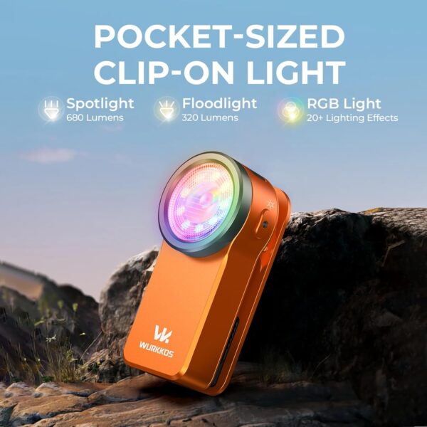 Wurkkos HD03 680 Lumen RGB Clip-On Rechargeable LED Light - Image 2