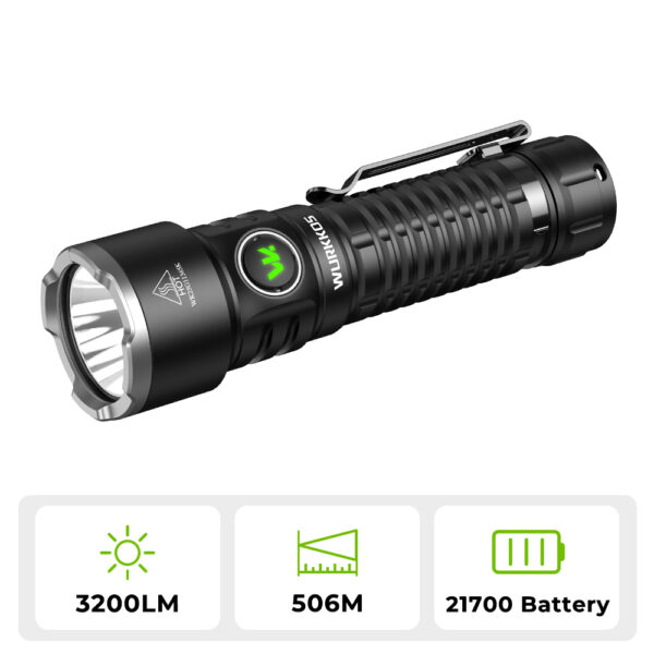 Wurkkos TS28 3200 Lumen 506m Throw Rechargeable LED Flashlight